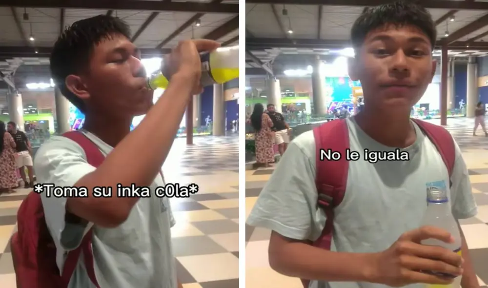 Joven peruano tiene sorprendente reacción al probar Inka Kola y compararlo con conocida bebida amazónica.