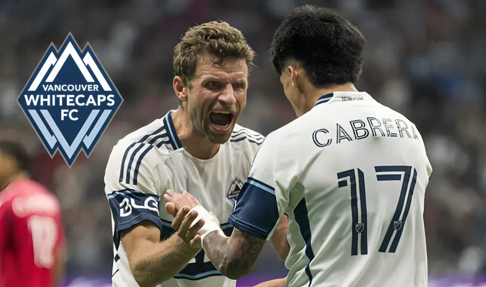 Thomas Müller celebró de manera efusiva con Kenji Cabrera el triunfo del Vancouver Whitecaps.