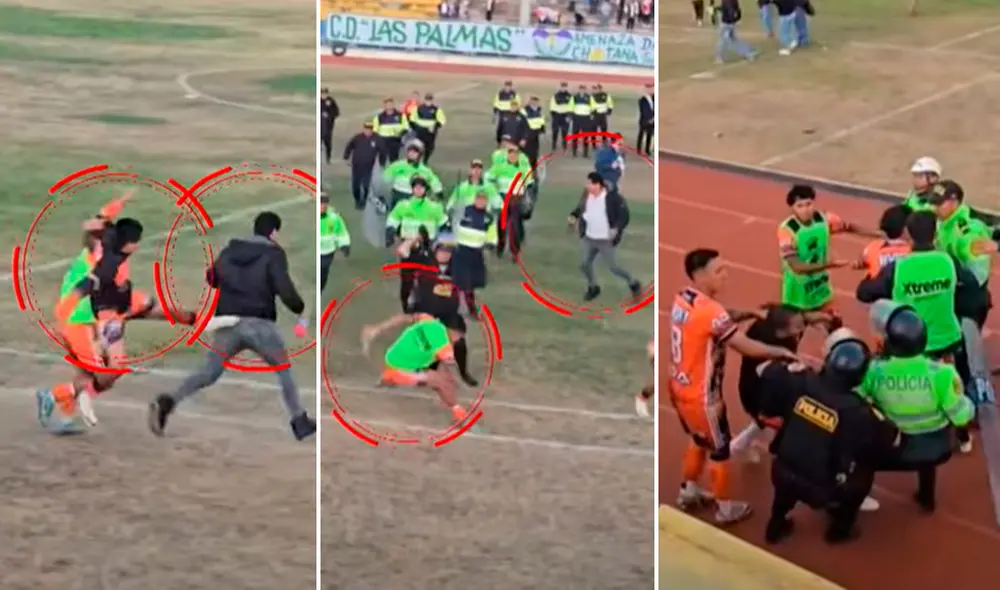 Jugadores de ADA Cajabamba persiguieron al reportero en el estadio Ramón Castilla, de Chota. Foto: captura de LR Jugadores de ADA Cajabamba persiguieron al reportero en el estadio Ramón Castilla, de Chota. Foto: captura de LR