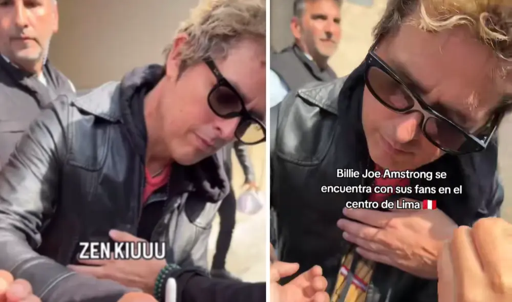 Billie Joe Armstrong caminó por las calles del Centro de Lima y muchos seguidores se le acercaron para pedirle autógrafos.