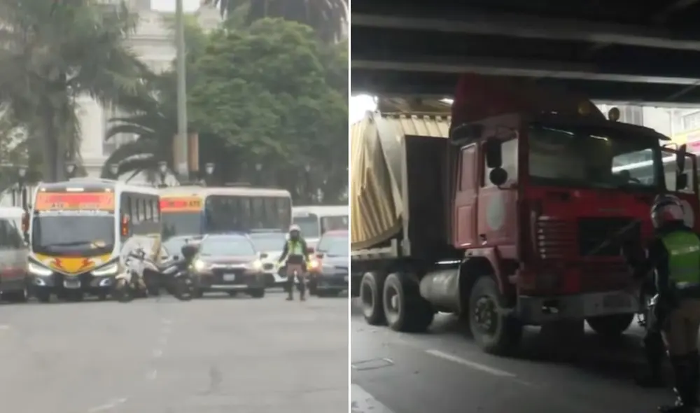 Tráiler impacta puente 28 de Julio y genera caos vehicular en la Vía Expresa
