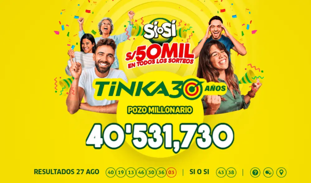 La Tinka se juega hoy, 31 de agosto, con un pozo histórico de S/40.531.730