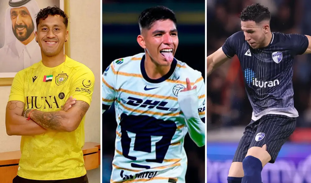 Piero Quispe se sumará a una lista que integran jugadores como Renato Tapia y Adrián Ugarriza, entre otros. Foto: composición de LR/Al Wasl/Pumas UNAM/Instagram
