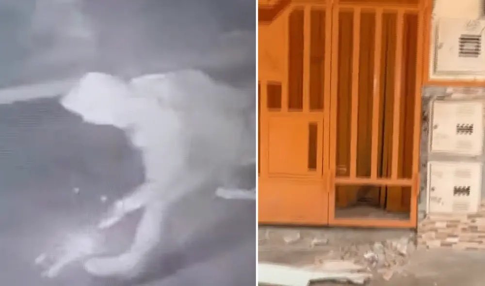 Encapuchado detonó explosivo en fachada de la vivienda. Foto: Composición LR/24 Horas Encapuchado detonó explosivo en fachada de la vivienda. Foto: Composición LR/24 Horas