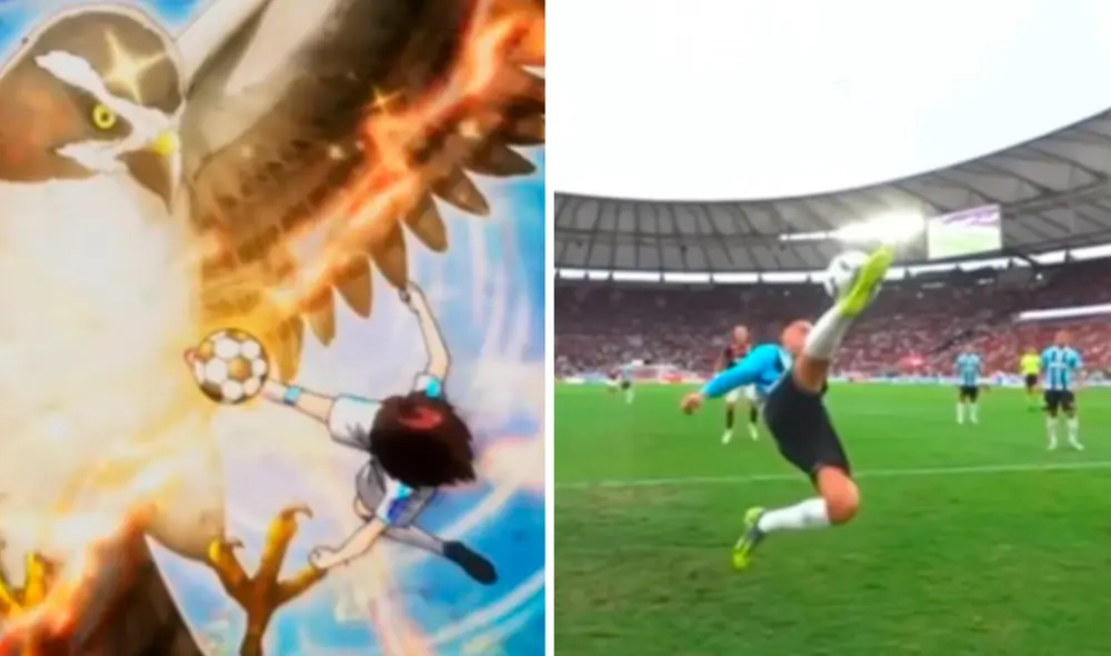 La jugada de Erick Noriega fue similar a una realizada por Oliver Atom. Foto: composición de LR/captura de TV Tokio/Globo