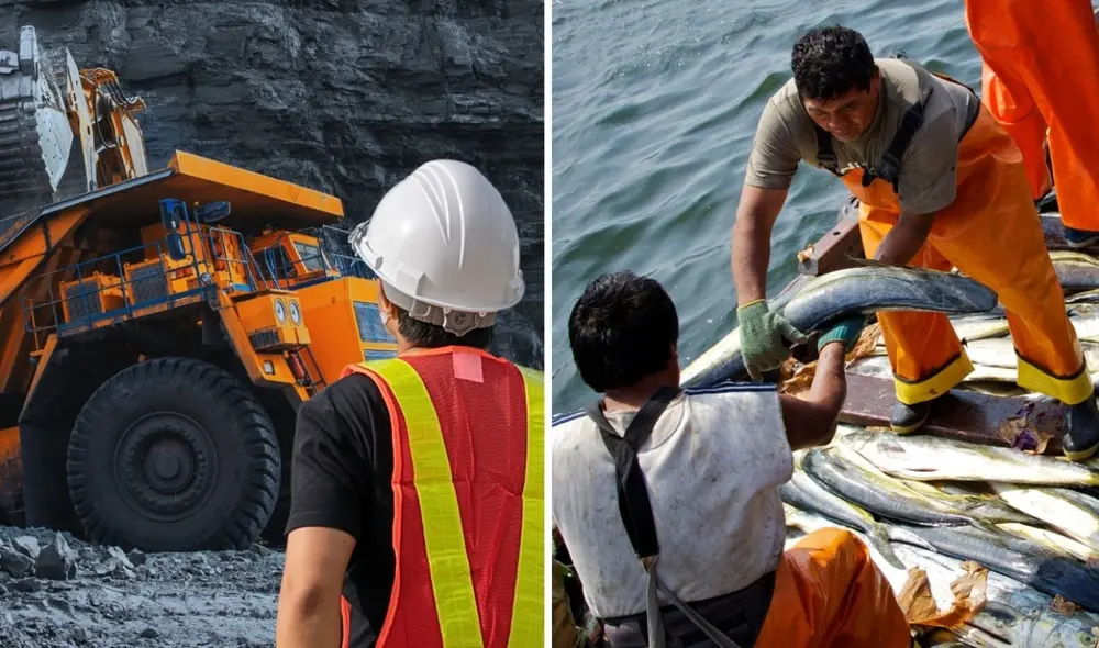 Dos sectores clave de la economía como la pesca y minería siguen en alza, aunque sin alcanzar su máximo potencial. Foto: composición LR/Andina