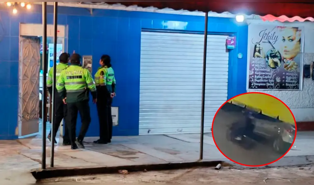 Propietaria del negocio sería víctima de extorsión, según la Policía. Cámaras grabaron a dos hombres disparando contra el inmueble. Foto: Composición LR / Cortesía