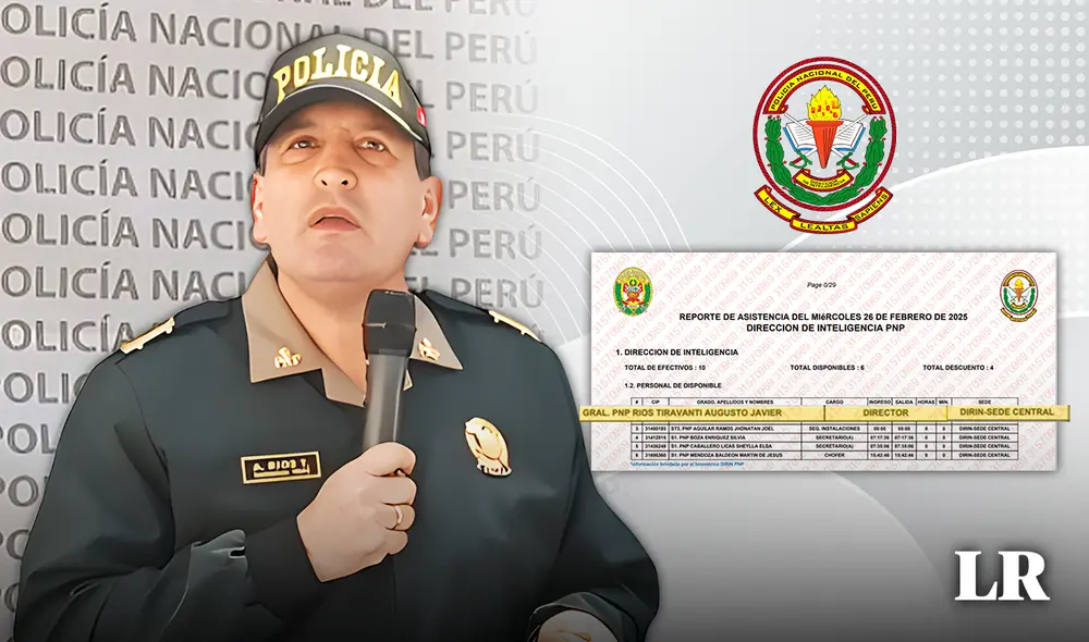 Registros sobre los movimientos del jefe de la DIRIN, general PNP Augusto Ríos Tiravanti, aparecen en los archivos hackeados. Foto: La República
