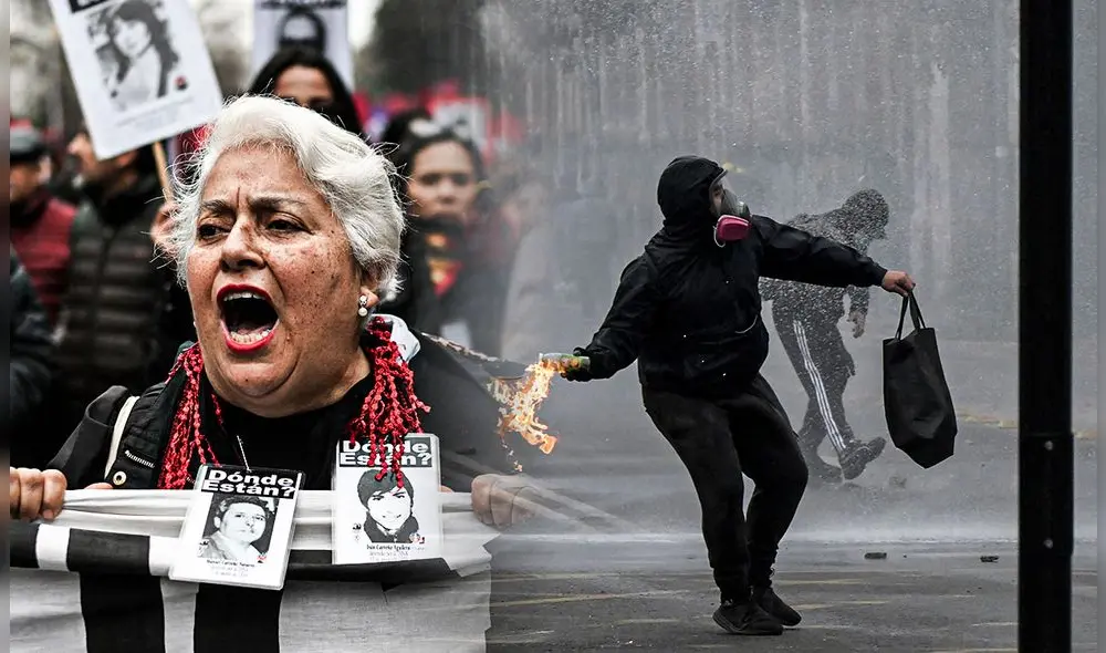 La manifestación se realizó en vísperas del 52º aniversario del golpe militar del 11 de septiembre de 1973. Foto: Composición LR/AFP La manifestación se realizó en vísperas del 52º aniversario del golpe militar del 11 de septiembre de 1973. Foto: Composición LR/AFP