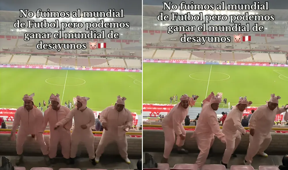 Hinchas se disfrazaron de chanchitos para alentar al emblemático pan con chicharrón. Hinchas se disfrazaron de chanchitos para alentar al emblemático pan con chicharrón.