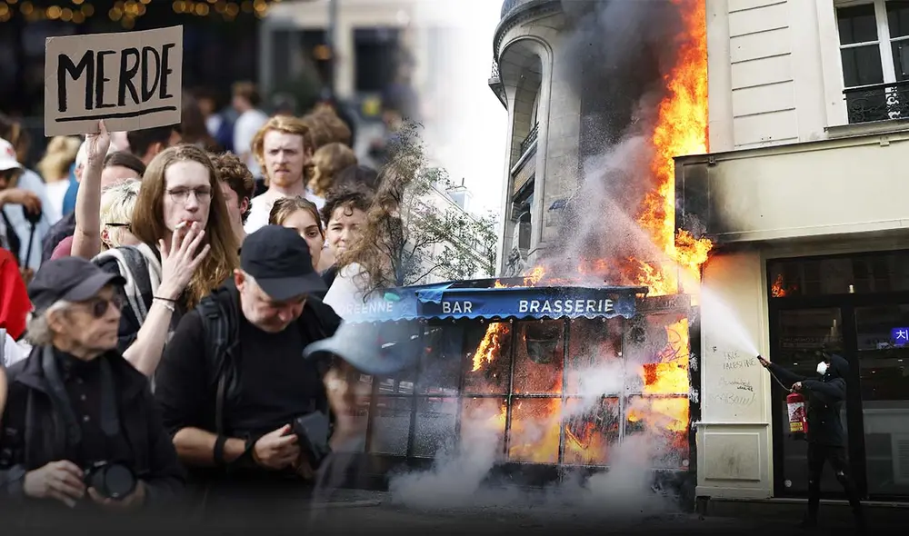 Los manifestantes, organizados por 'Bloqueen todo', paralizan carreteras y nodos de transporte en Francia. Foto: composición LR/AFP