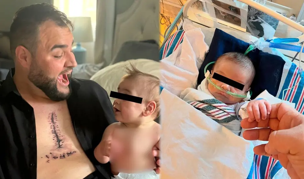 Eric Conklin junto a su hijo con su tatuaje recién hecho.