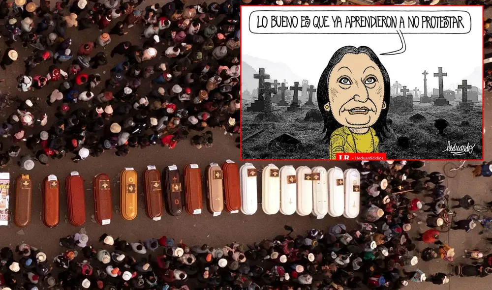 Heduardicidio sobre las muertes en protestas contra el Gobierno de Boluarte. Foto: Composición/LR
