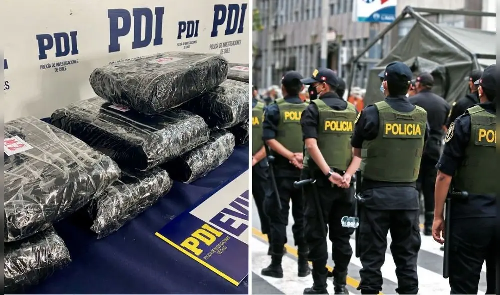Dos policías peruanos fueron detenidos en Chile por tráfico de droga.