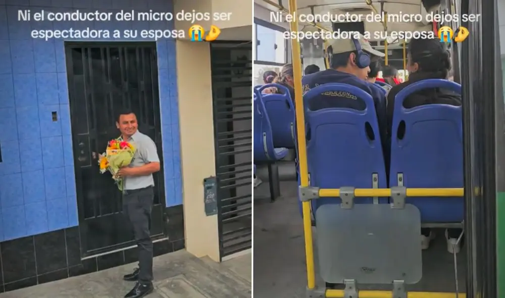 Conductor de transporte público estaciona bus para entregar flores amarillas a su esposa y en redes reaccionan