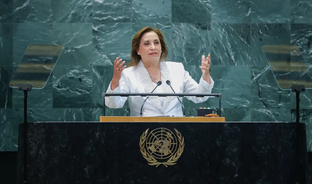 Dina Boluarte lanzó este dato inexacto durante su intervención en la ONU. Foto: Presidencia Dina Boluarte lanzó este dato inexacto durante su intervención en la ONU. Foto: Presidencia