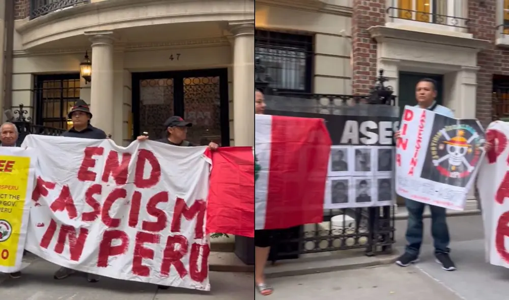 Protesta ciudadana ocurrio a las afueras del Consulado de Perú en Nueva York | Composición: LR.