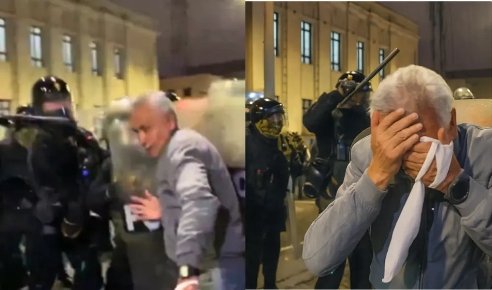 Anciano fue agredido salvajemente por la PNP durante la marcha de la 'Generación Z'. Foto: Composición/LR Anciano fue agredido salvajemente por la PNP durante la marcha de la 'Generación Z'. Foto: Composición/LR