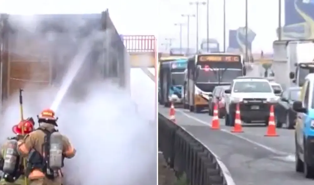 Trafico en Panamericana Sur por incendio de camión