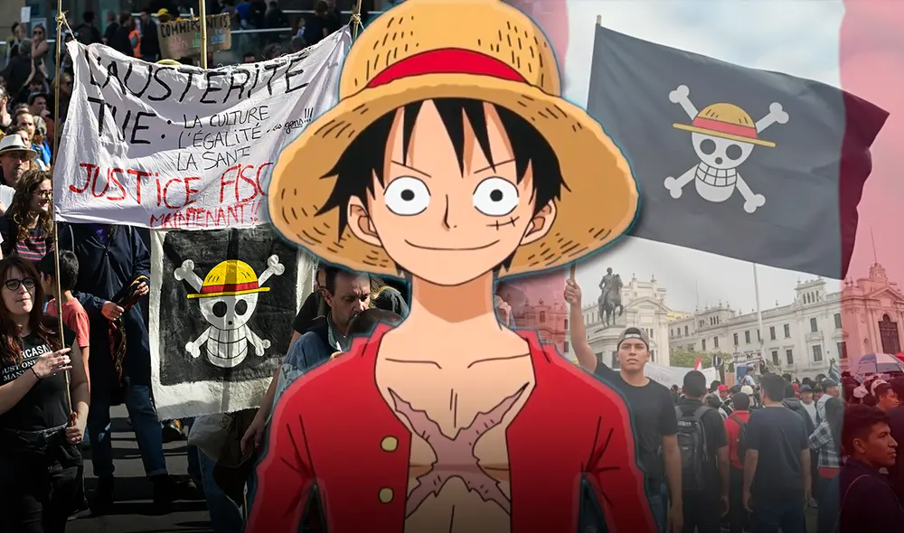 La bandera con calavera sonriente y sombrero de paja, símbolo del anime One Piece, fue ondeada en protestas en el mundo, en los últimos meses de 2025.