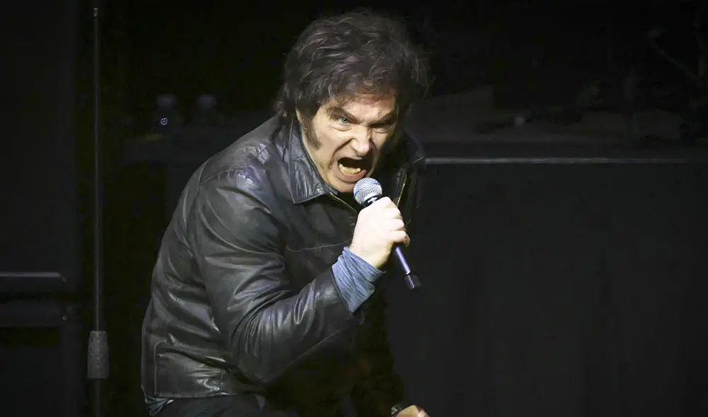 Javier Milei presentó su libro "La construcción del milagro" en un espectáculo musical en el Movistar Arena de Buenos Aires ante 15.000 seguidores. Foto: AFP Javier Milei presentó su libro "La construcción del milagro" en un espectáculo musical en el Movistar Arena de Buenos Aires ante 15.000 seguidores. Foto: AFP