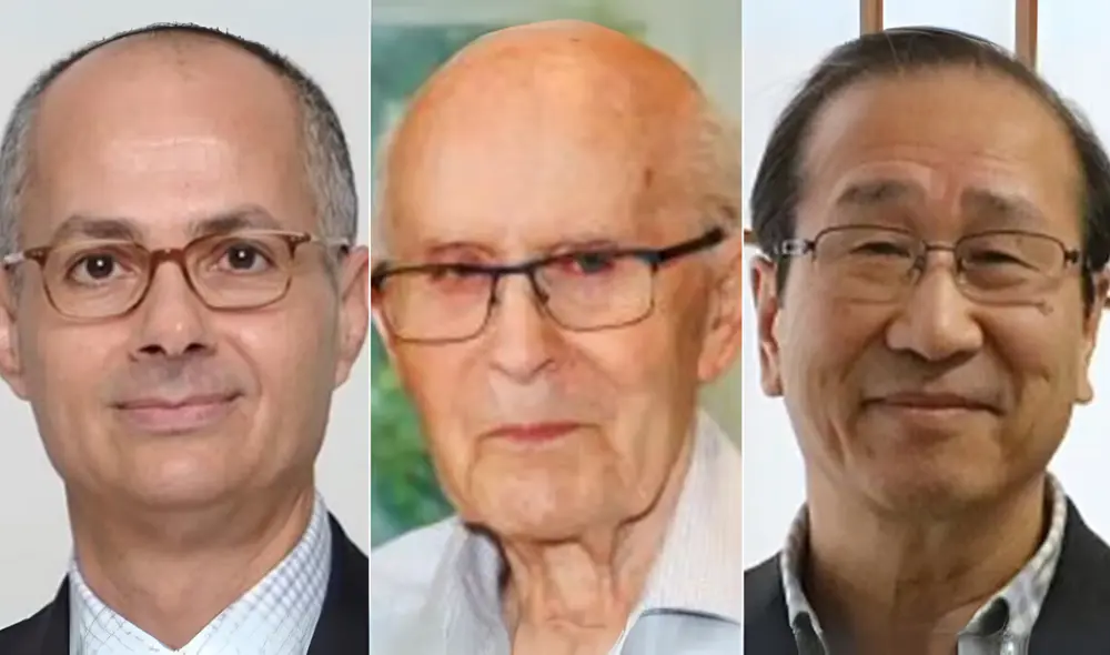 Premio Nobel de Química 2025 para Kitagawa, Robson y Yaghi por sus MOF. Foto: Fernando Vergara Premio Nobel de Química 2025 para Kitagawa, Robson y Yaghi por sus MOF. Foto: Fernando Vergara