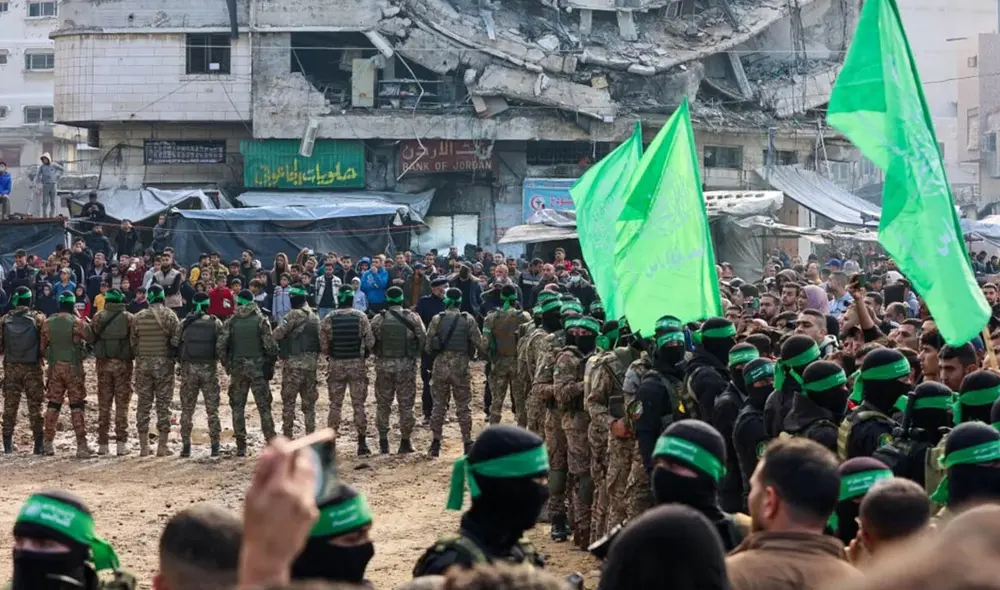 El líder interino de Hamás, Khalil al Hayya, declaró en un discurso televisado el jueves el inicio del alto el fuego permanente en la Franja de Gaza. Foto: AFP El líder interino de Hamás, Khalil al Hayya, declaró en un discurso televisado el jueves el inicio del alto el fuego permanente en la Franja de Gaza. Foto: AFP