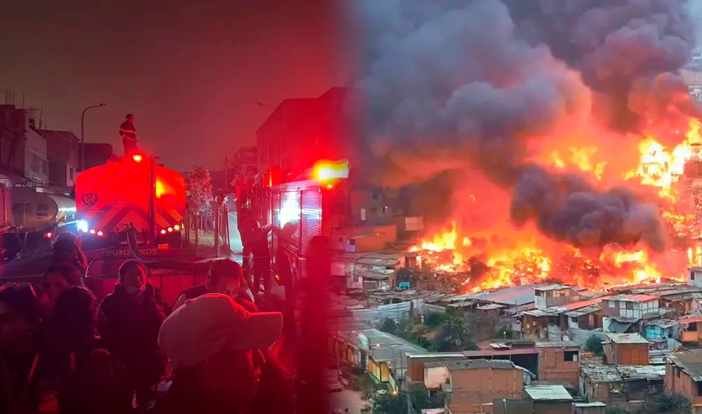 Más de 300 familias quedaron sin hogar tras el incendio de grandes proporciones en SJM. Foto: Composición LR/Elvis Cairo