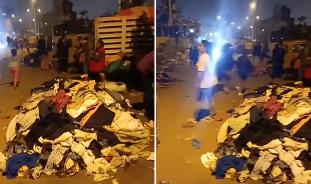 Creadora de contenido peruana muestra cómo prendas donadas a damnificados por el incendio en SJM terminó regado en las calles.