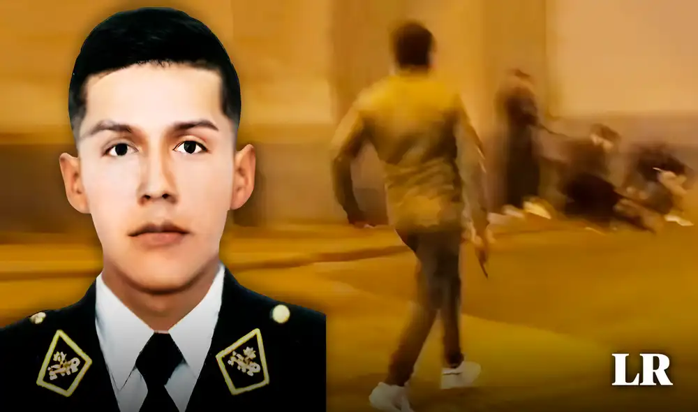 En la escena. Imagen de video en la que aparece el SO3 Omar Saavedra Bautista (abajo) con un arma en la mano acercándose al cuerpo de Eduardo Ruíz Sanz. Foto: composición LR/Adrían Sarria