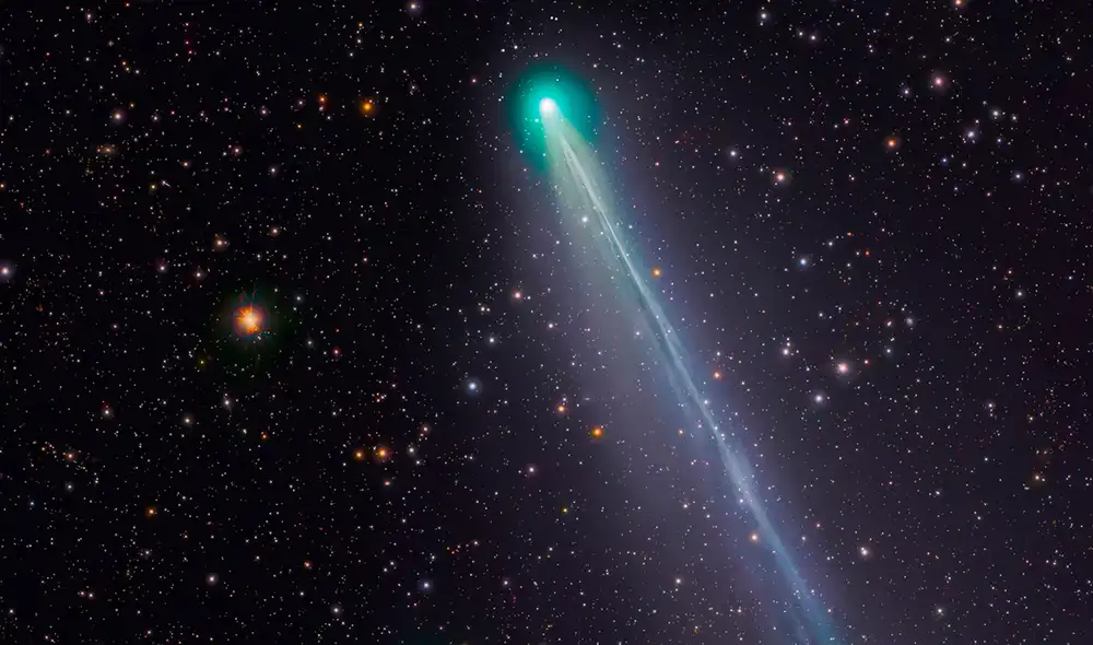 El cometa Lemmon fue observado en el Observatorio Dark Sky Alqueba, y emite una luz verde al acercarse a la Tierra. Foto: Miguel Claro / NatGeo El cometa Lemmon fue observado en el Observatorio Dark Sky Alqueba, y emite una luz verde al acercarse a la Tierra. Foto: Miguel Claro / NatGeo
