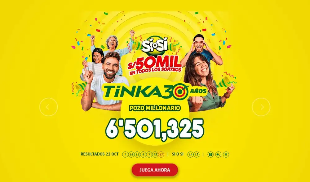 Resultados de La Tinka del domingo 26 de octubre. Resultados de La Tinka del domingo 26 de octubre.