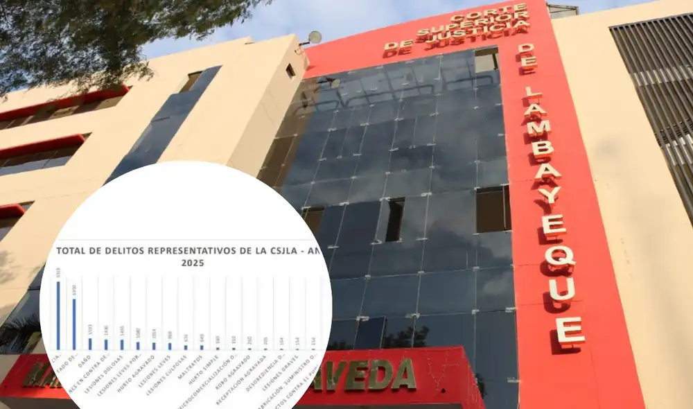 El delito de omisión a la asistencia familiar lidera con 9,319 casos. Fuente: Difusión.