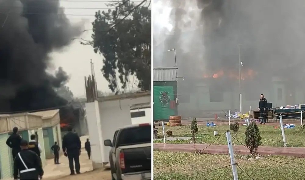Reportan un fuerte incendio en la Escuela PNP de Puente Piedra. Reportan un fuerte incendio en la Escuela PNP de Puente Piedra.