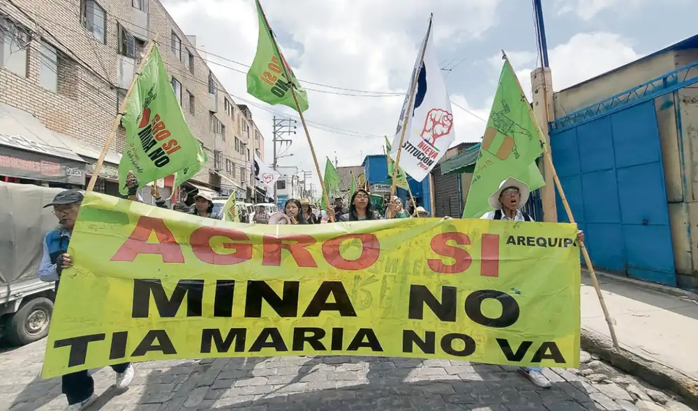 Los pobladores del Valle de Tambo vienen evaluando retomar protestas pacíficas en rechazo a Tía María, proyecto respaldado por el gobierno de Jerí. Foto: Archivo LR Los pobladores del Valle de Tambo vienen evaluando retomar protestas pacíficas en rechazo a Tía María, proyecto respaldado por el gobierno de Jerí. Foto: Archivo LR