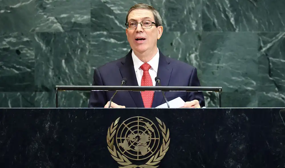 El canciller cubano, Bruno Rodríguez Parrilla, en la Asamblea General de la ONU en Nueva York.