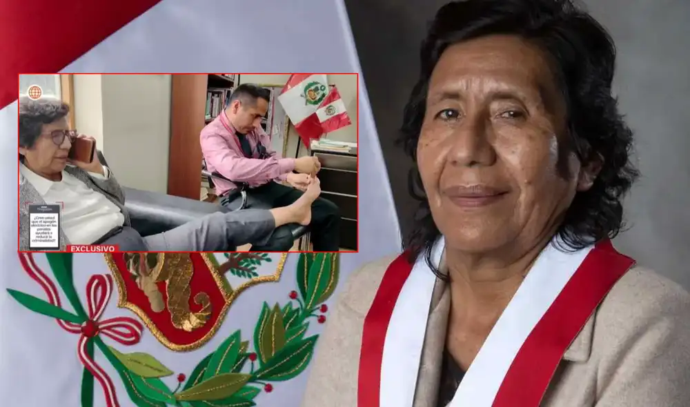 La congresista de izquierda fue captada mientras su asesor le corta las uñas de los pies en horario laboral. Foto: Composición/LR