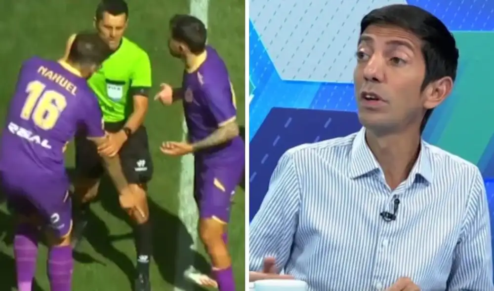 Giancarlo Granda impactado por la decisión arbitral en el Ayacucho vs Comerciantes. Foto: Lr/Movistar