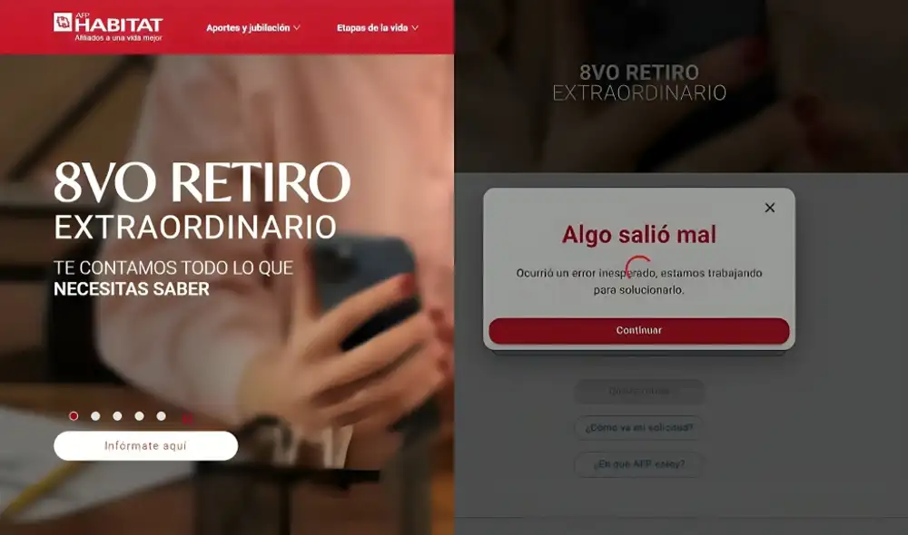 Usuarios reportan que no pueden acceder a su AFP Habitat para enviar la solicitud de retiro. Usuarios reportan que no pueden acceder a su AFP Habitat para enviar la solicitud de retiro.