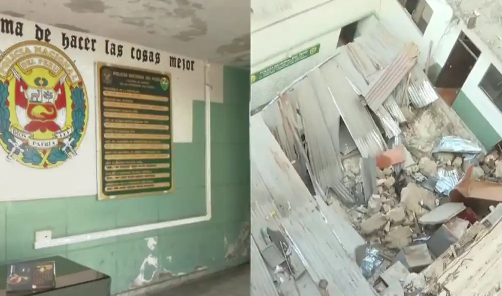 El muro de una vivienda colindante cayó sobre el techo de la comisaría San Pedro. Foto: Canal N