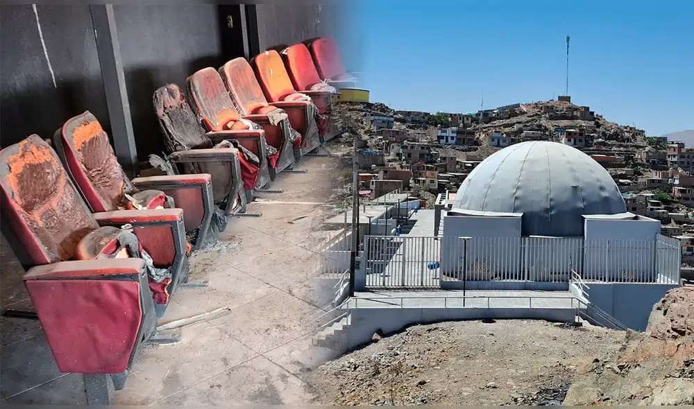 Invasores también rompieron puertas de madera de los baños y algunas mamparas del planetario. Foto: Composición LR / Wilder Pari, La República Invasores también rompieron puertas de madera de los baños y algunas mamparas del planetario. Foto: Composición LR / Wilder Pari, La República