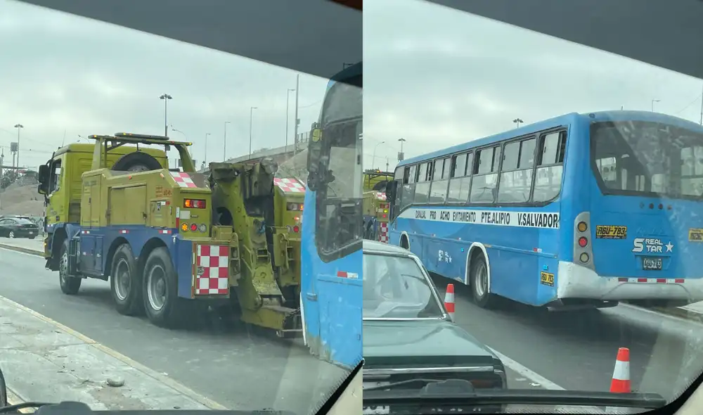 Usuarios reportaron que un bus El Chino se malogró, por lo que hay tráfico en la Vía de Evitamiento.