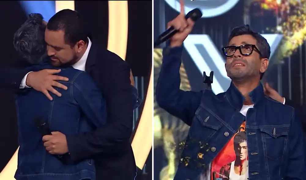 El concursante se emocionó tras su presentación y fue consolado por el conductor del programa. Foto: Composición LR El concursante se emocionó tras su presentación y fue consolado por el conductor del programa. Foto: Composición LR