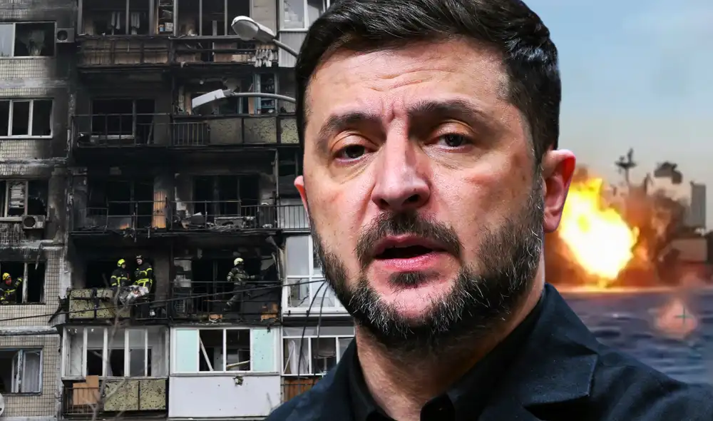 Daños en edificios de Kiev tras un ataque que dejó cortes de energía local. Foto: Composición LR