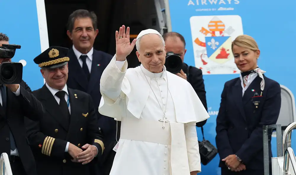 El Papa León XIV llega a Beirut en la segunda etapa de su primer viaje al extranjero. Foto: AFP