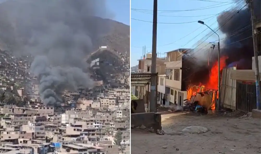 Incendio de gran magnitud en el Rímac deja dos familias damnificadas