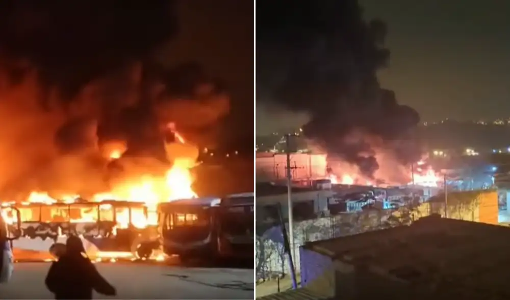 El incendio de gran magnitud generó cuantiosas pérdidas para los transportistas. Foto: Composición LR