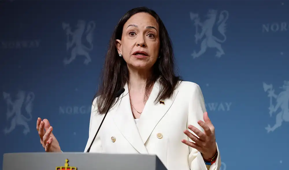 María Corina Machado llegó a Noruega para recibir el Premio Nobel de la Paz. Foto: AFP