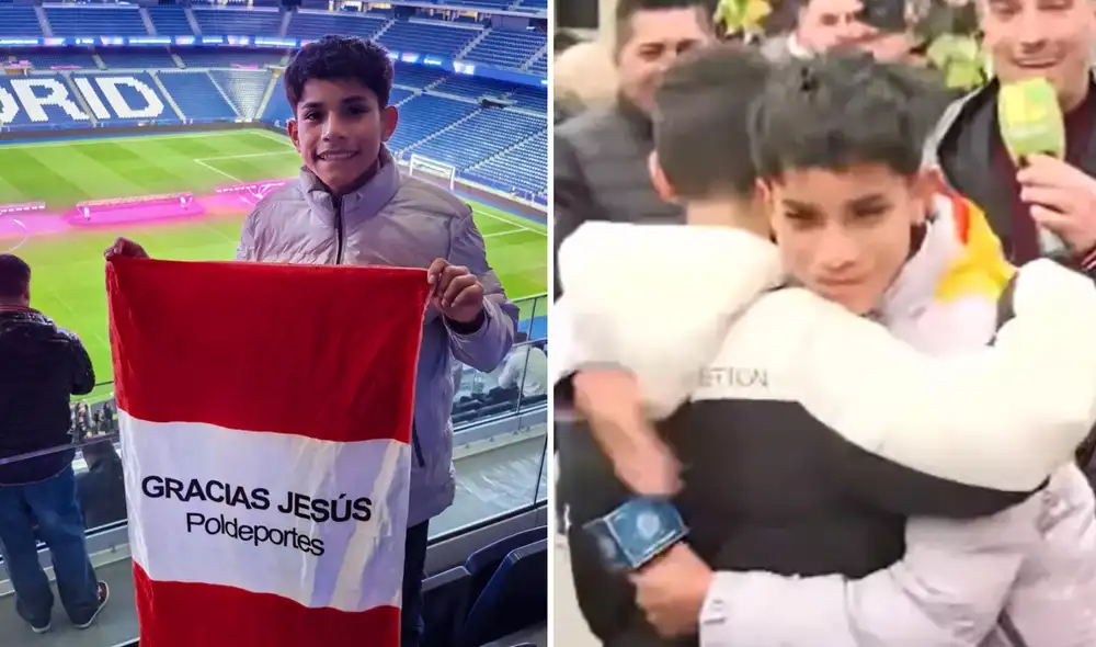 Joven narrador peruano Cliver Huamán recibe el cariño de transeúntes en Madrid.