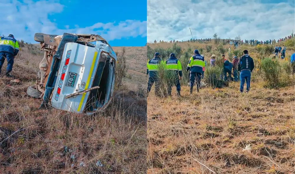 Vehículo se despista y cae con pasajeros a bordo. Foto: Municipalidad Provincial de Otuzco Vehículo se despista y cae con pasajeros a bordo. Foto: Municipalidad Provincial de Otuzco